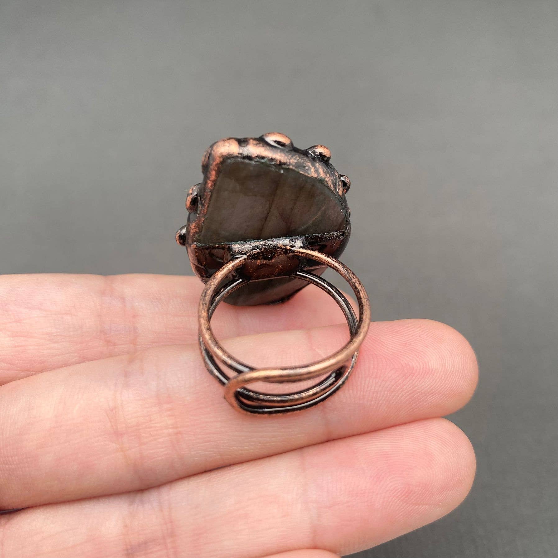 Vintage Anemousite Bronze Natural Stone Adjustable Ring - UnLaced Boutique