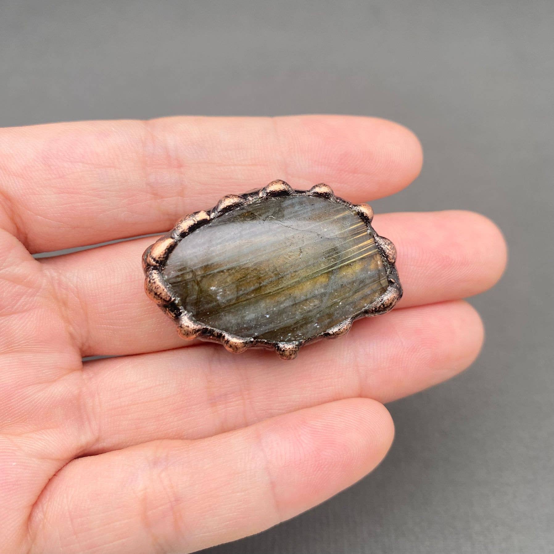 Vintage Anemousite Bronze Natural Stone Adjustable Ring - UnLaced Boutique