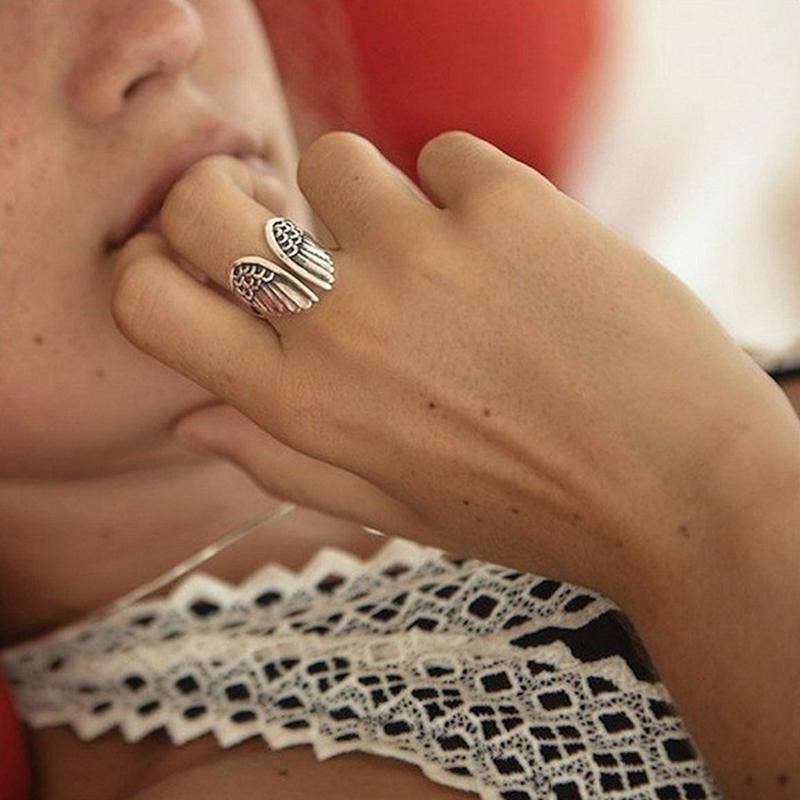 Vintage Opening Adjustable Angel Wings Ring - UnLaced Boutique