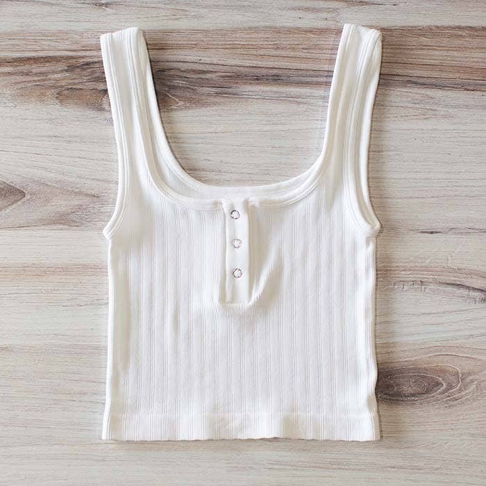 Washed Button Down Tank Top - UnLaced Boutique