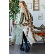 WASHED STUDDED DETAIL PATCHWORK BACK LONG JACKET - UnLaced Boutique