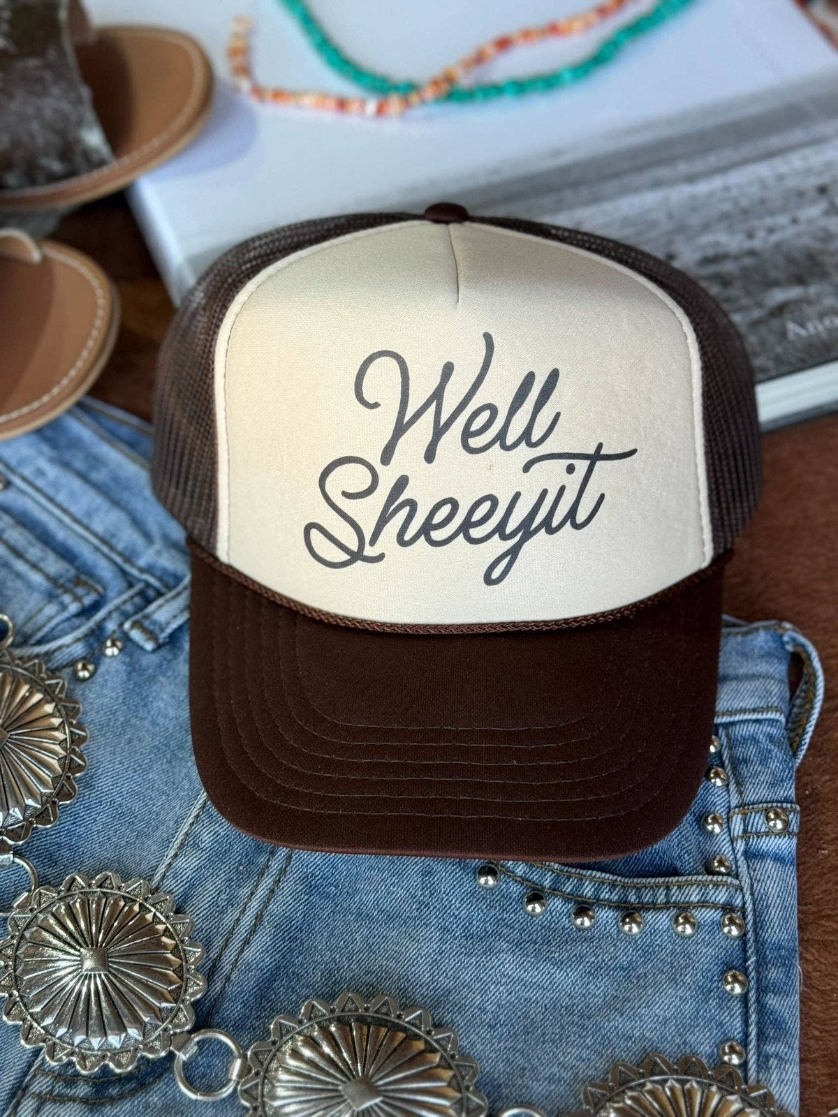 Well Sheeyit Trucker Hat - Brown & Tan - UnLaced Boutique