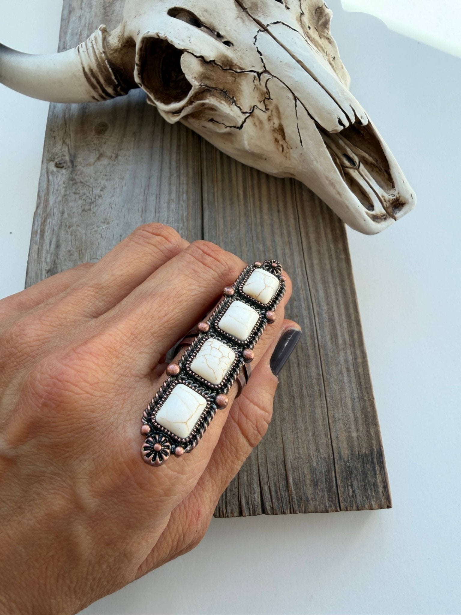 Western Cluster Cuff Ring - Copper White - UnLaced Boutique