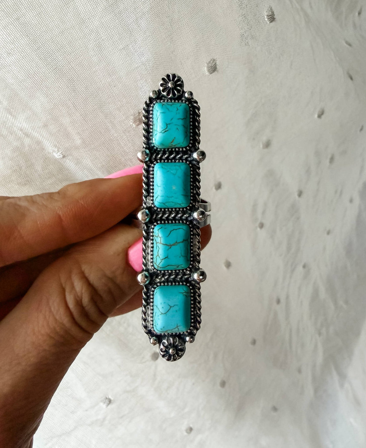 Western Cluster Cuff Ring - Copper White - TURQUOISE - UnLaced Boutique