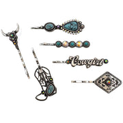 Western Cowgirl Boots Longhorn Turquoise Pins 6 Piece Set - UnLaced Boutique