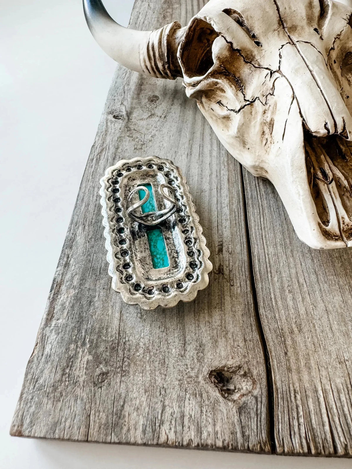 Western Large Concho Stone Cuff Ring  - SILVER - UnLaced Boutique