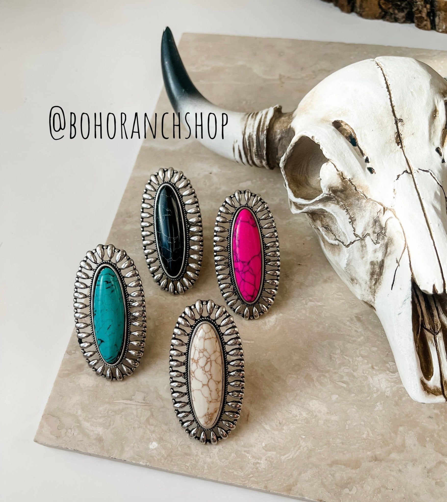 Western Oversized Oval Stone Ring - UnLaced Boutique