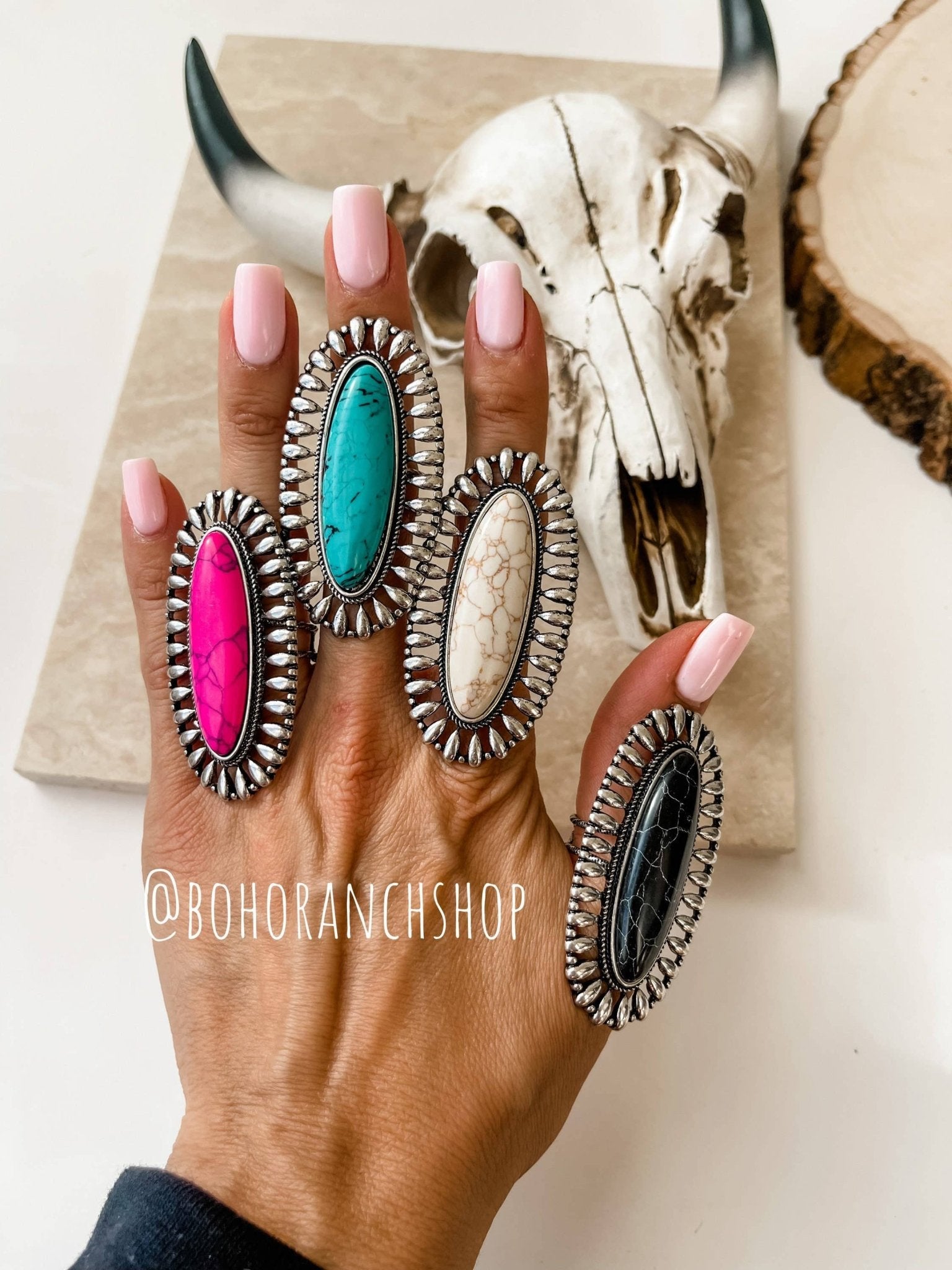 Western Oversized Oval Stone Ring - UnLaced Boutique