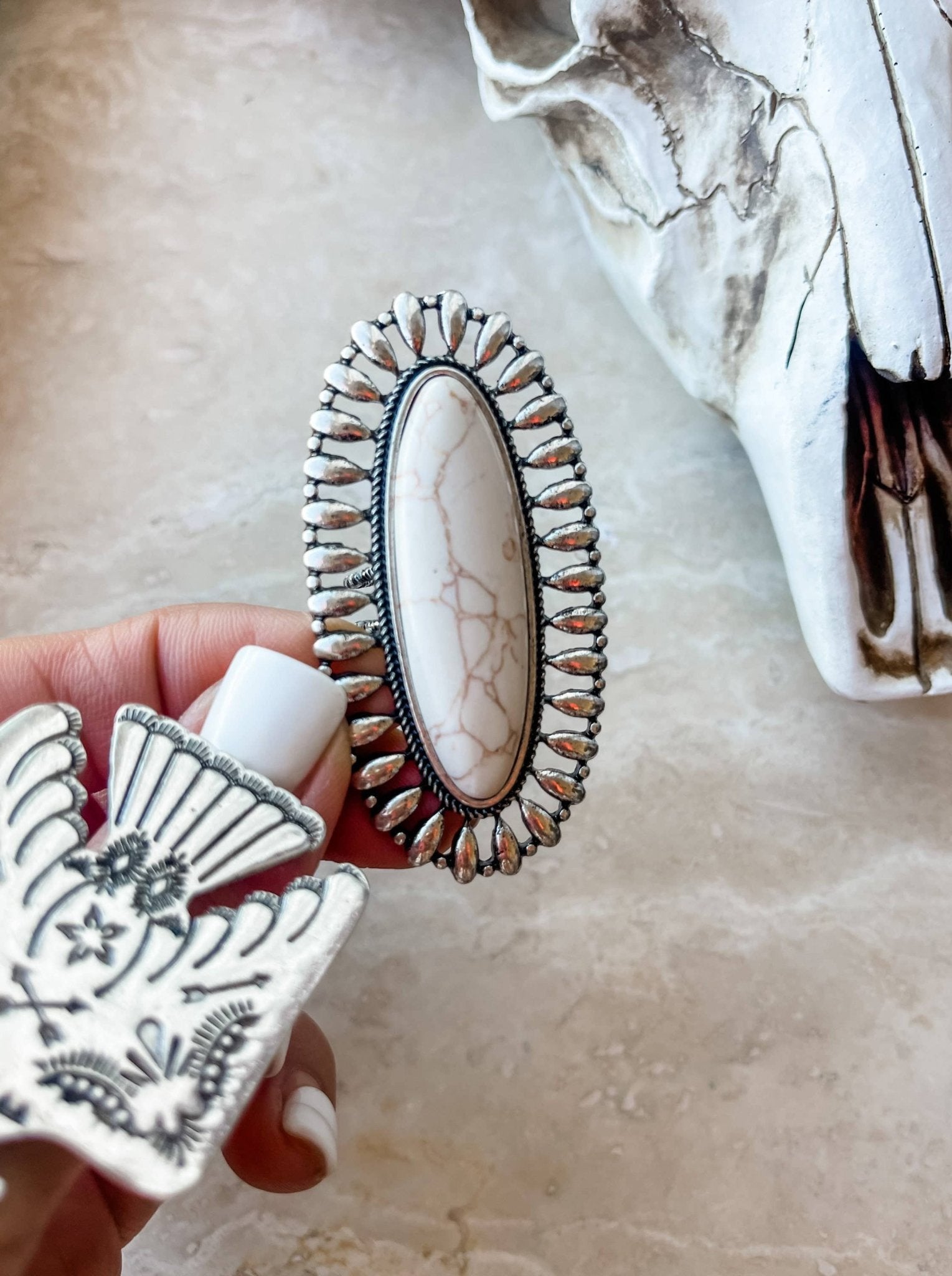 Western Oversized Oval Stone Ring - UnLaced Boutique