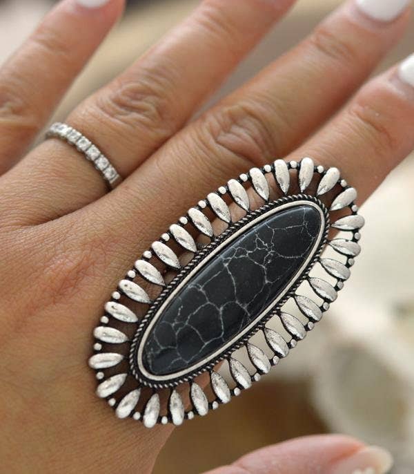 Western Oversized Oval Stone Ring - UnLaced Boutique