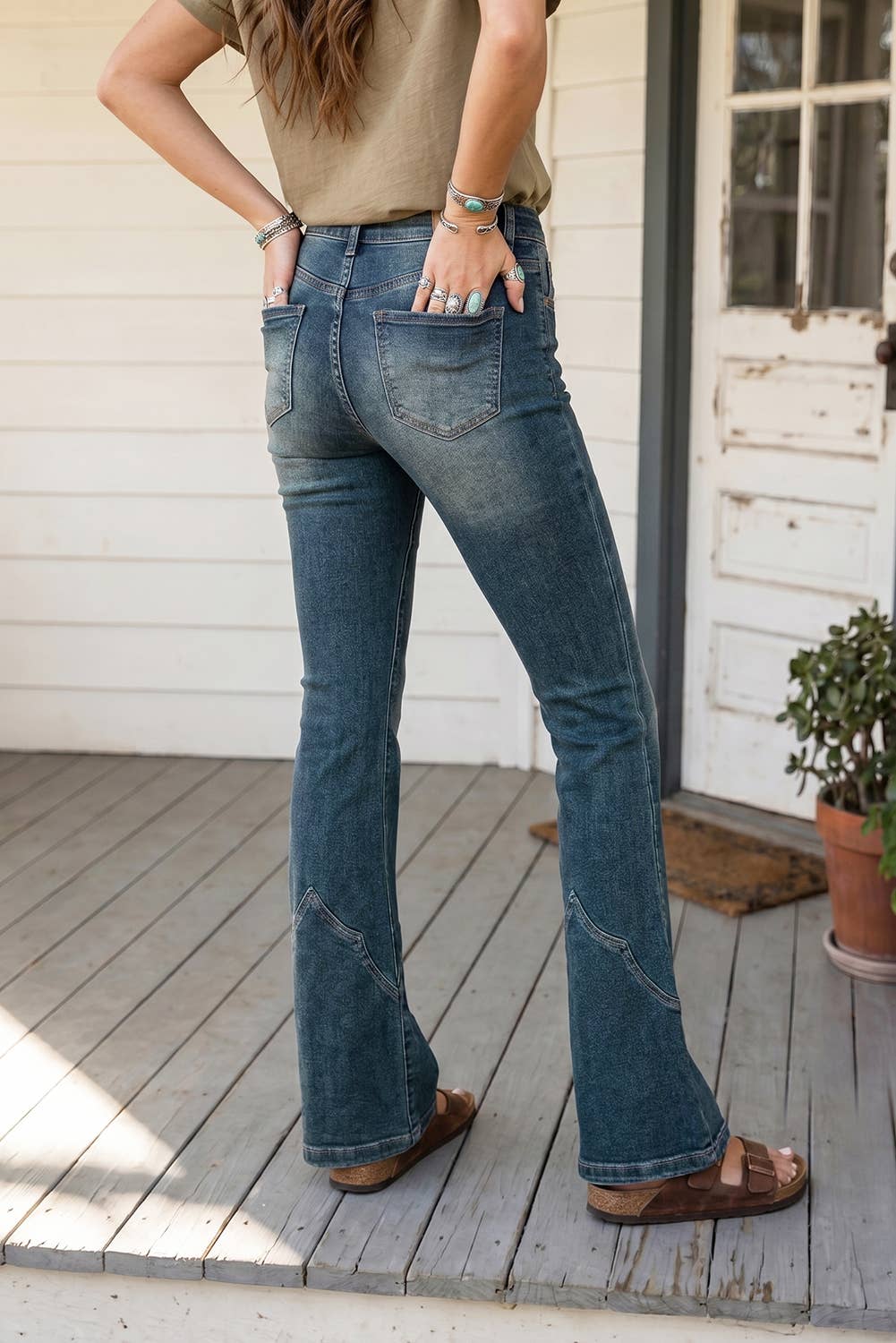 Western Pocket Flare Leg Jeans - UnLaced Boutique