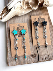 Western Star Stone & Chain Fringe Post Drop Earrings - UnLaced Boutique