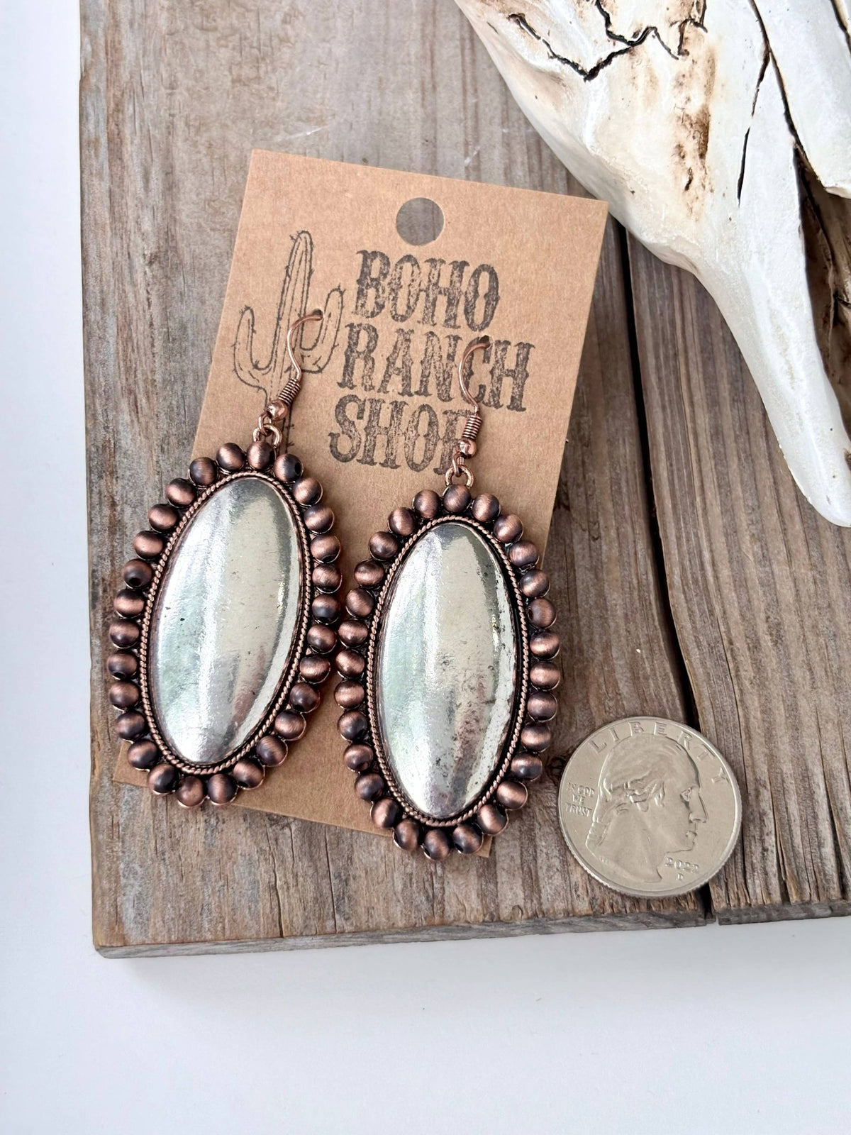 Western Style Navajo Pearl Vintage Oval Dangle Earrings - Silver - UnLaced Boutique