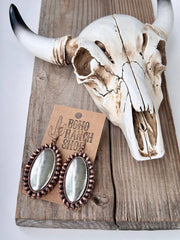 Western Style Navajo Pearl Vintage Oval Dangle Earrings - Silver - UnLaced Boutique