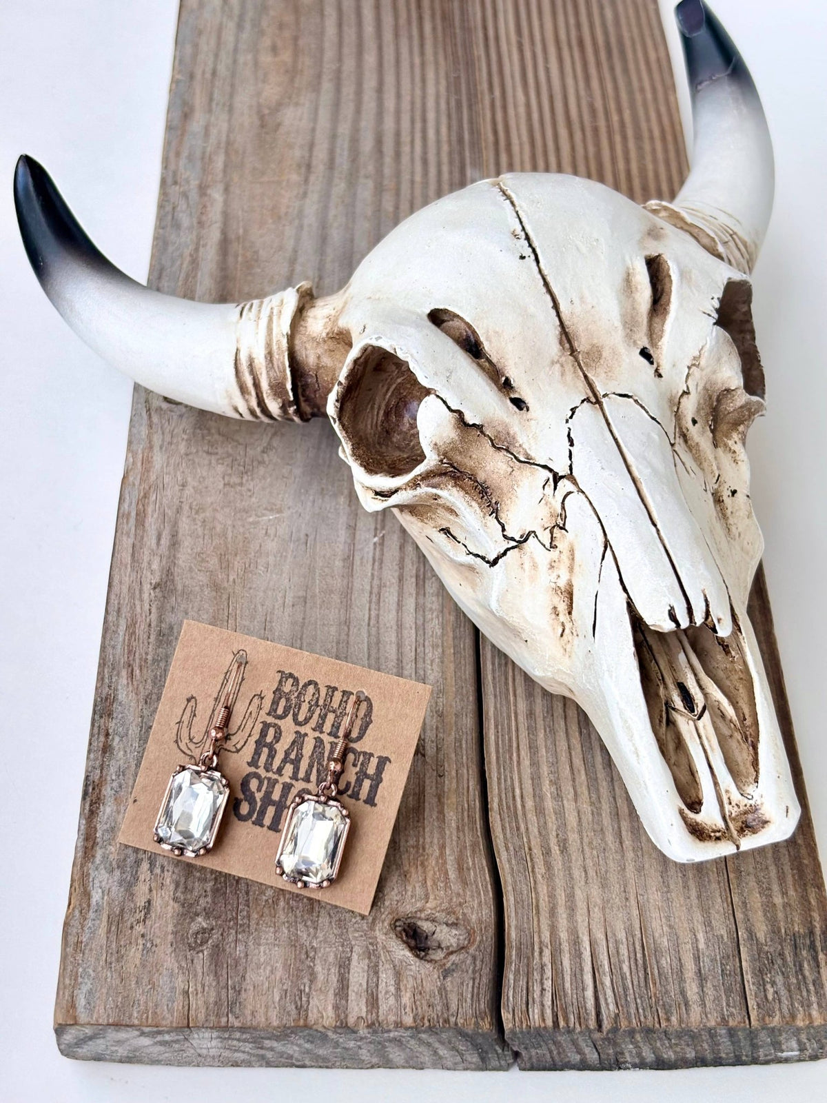 Western Style Rectangle Rhinestone Dangle Earrings - UnLaced Boutique