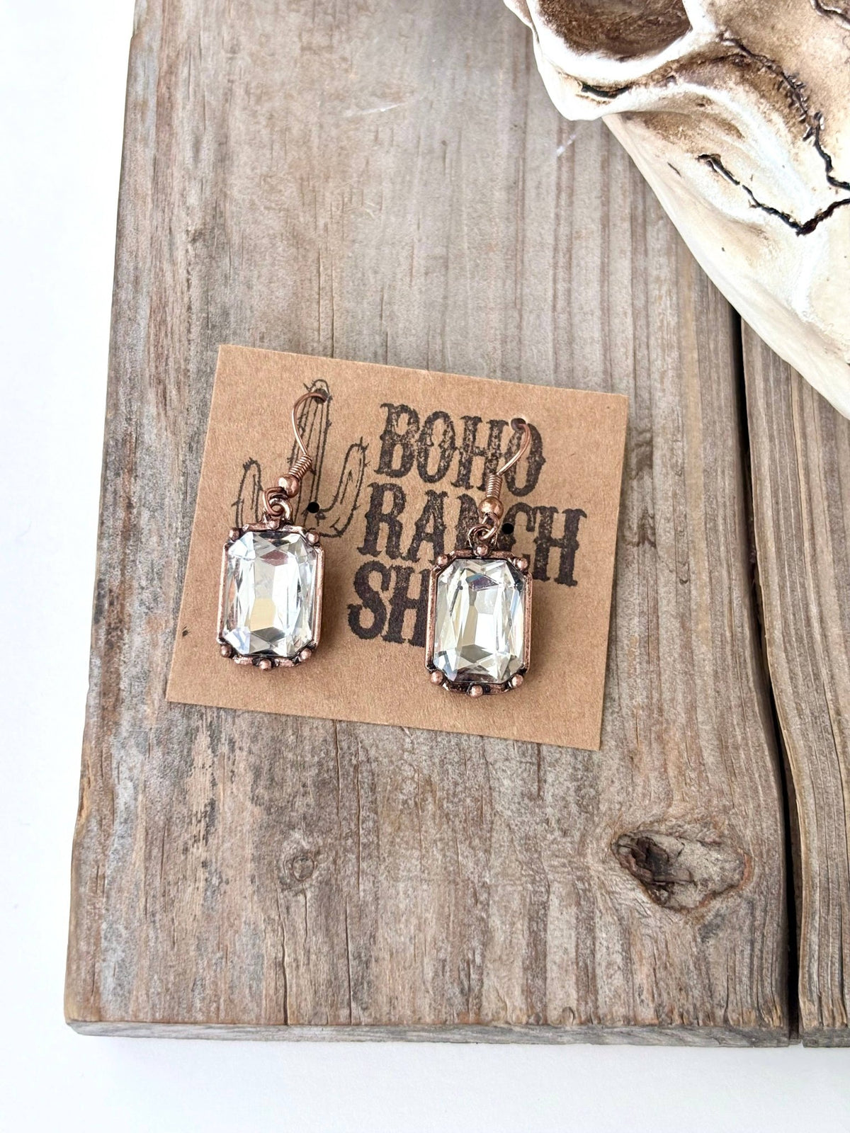 Western Style Rectangle Rhinestone Dangle Earrings - UnLaced Boutique