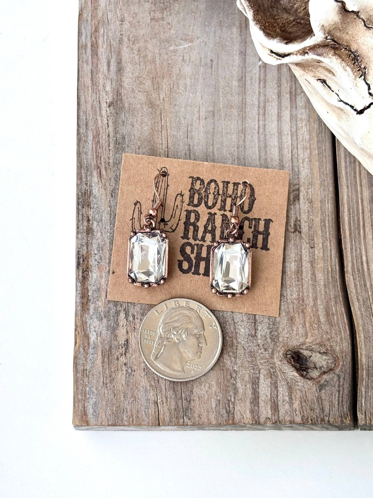 Western Style Rectangle Rhinestone Dangle Earrings - UnLaced Boutique