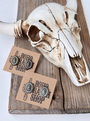 Western Style Rhinestone Concho Stud Earrings - UnLaced Boutique