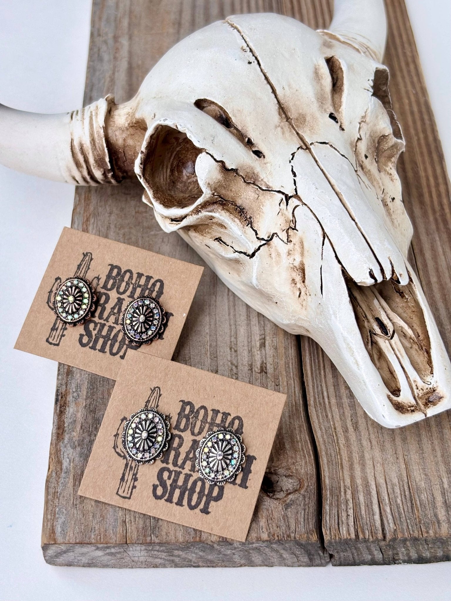 Western Style Rhinestone Concho Stud Earrings - UnLaced Boutique