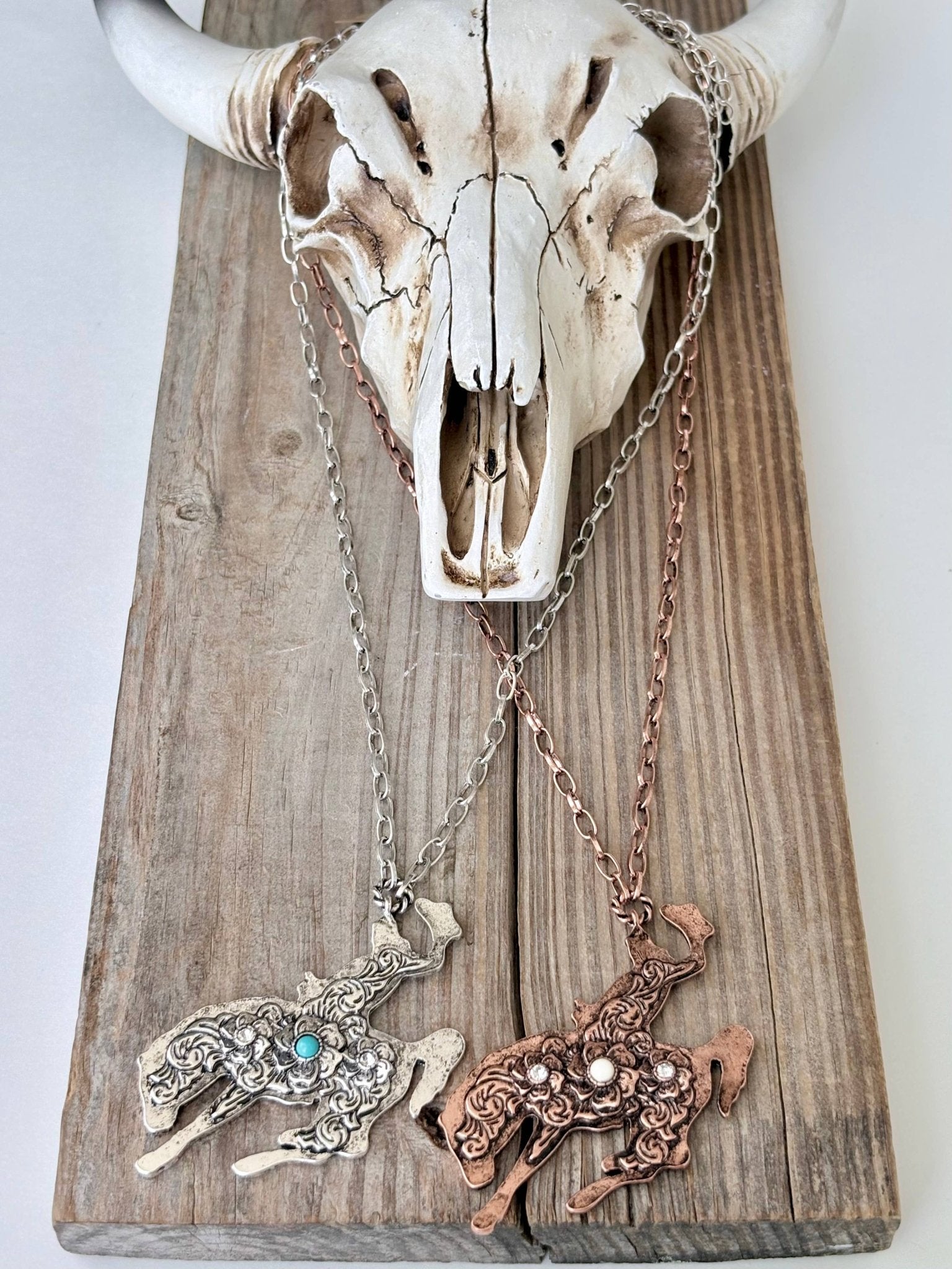 Western Style Rodeo, Lightning Turquoise Pendant Necklace - UnLaced Boutique