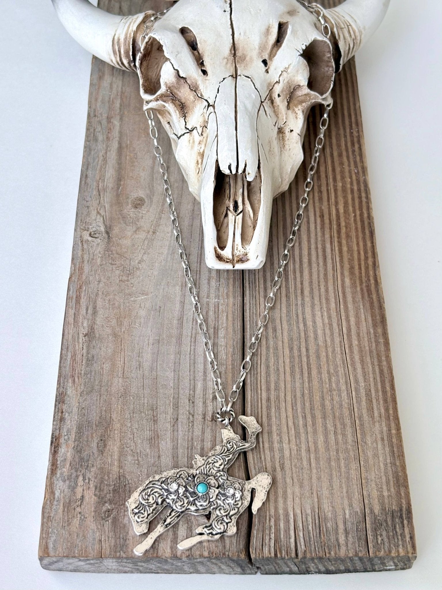 Western Style Rodeo, Lightning Turquoise Pendant Necklace - UnLaced Boutique
