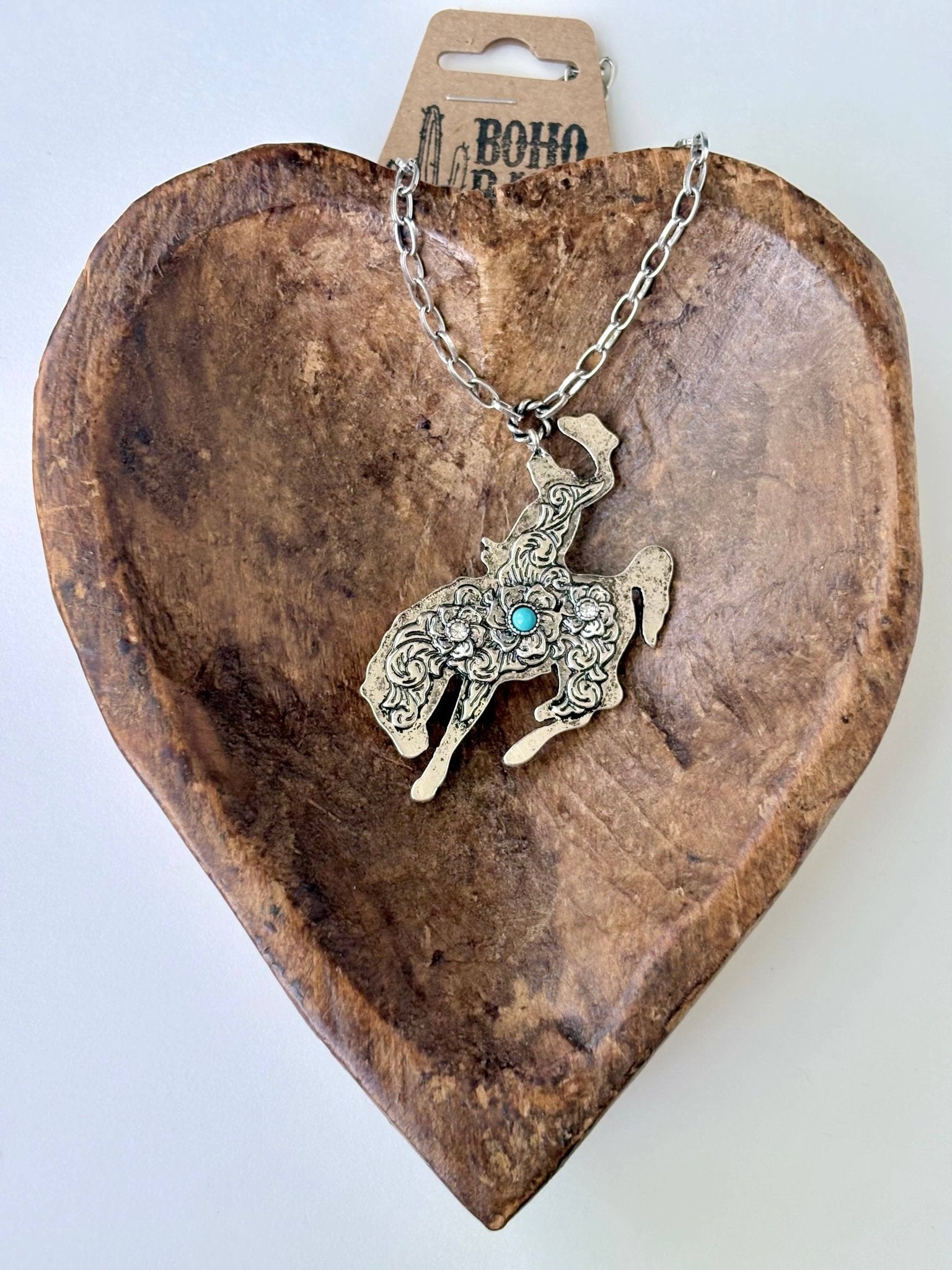 Western Style Rodeo, Lightning Turquoise Pendant Necklace - UnLaced Boutique