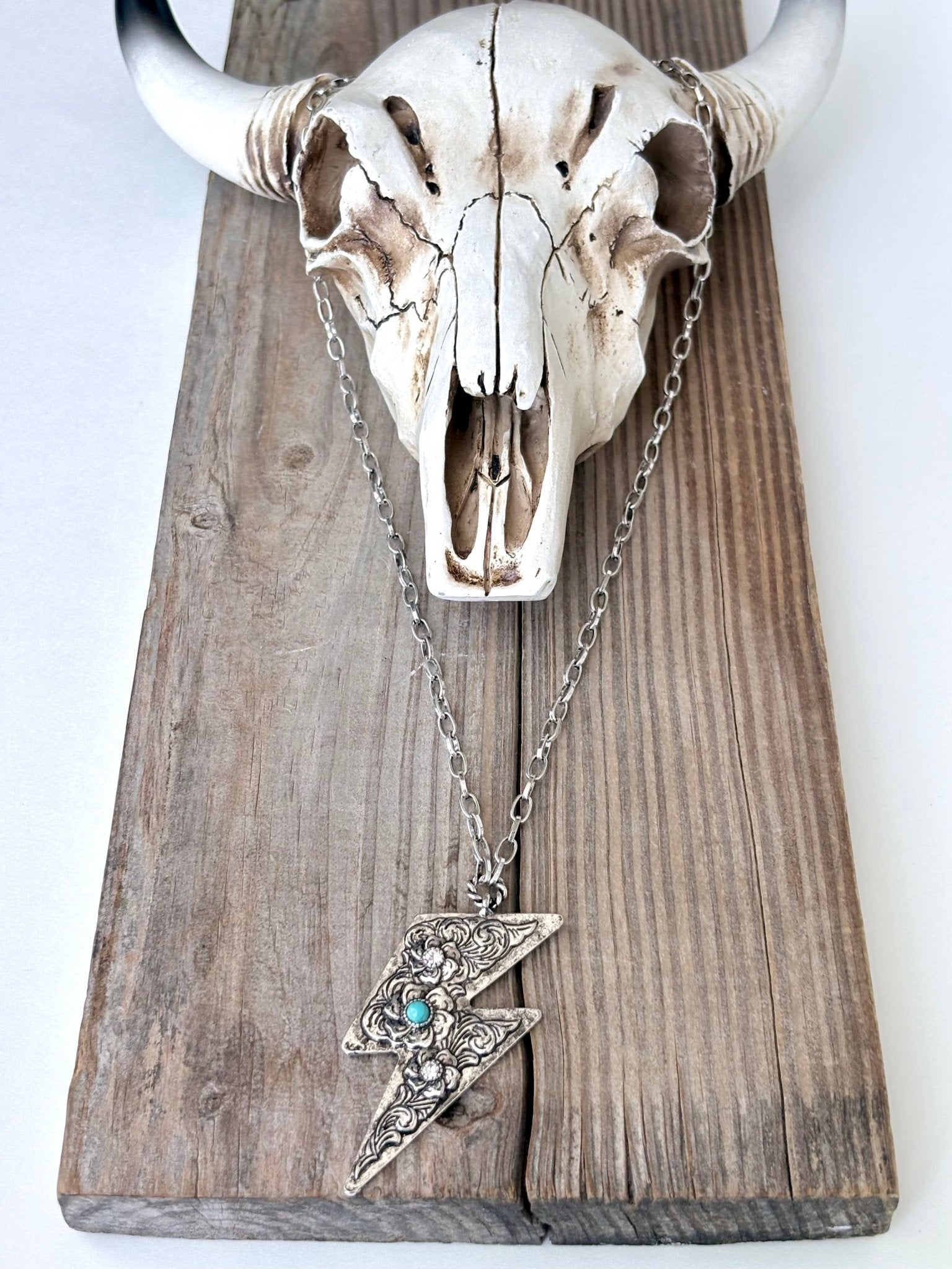 Western Style Rodeo, Lightning Turquoise Pendant Necklace - UnLaced Boutique