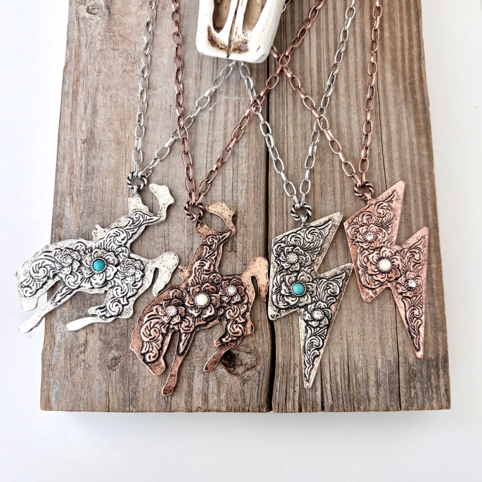 Western Style Rodeo, Lightning Turquoise Pendant Necklace - UnLaced Boutique