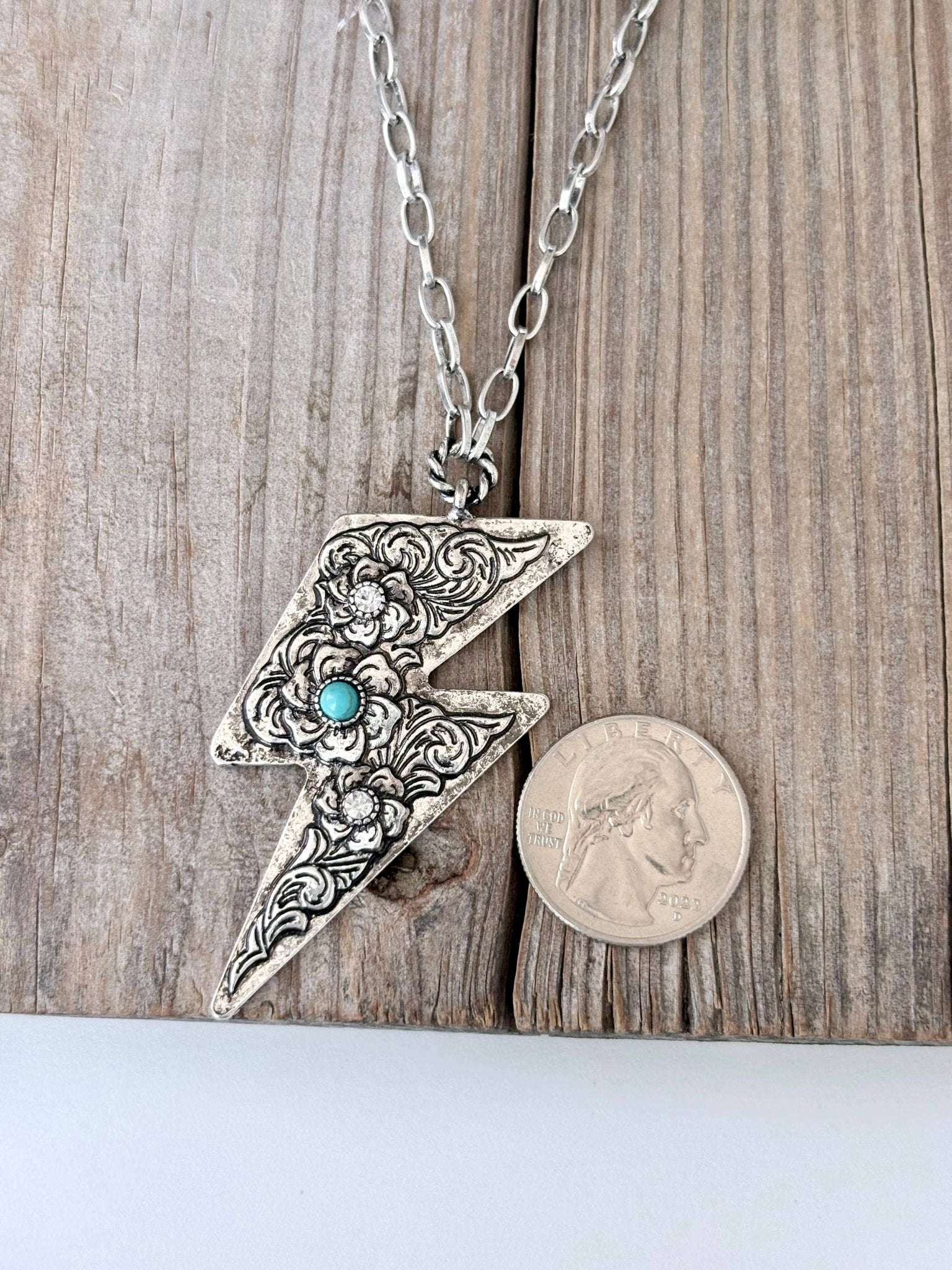 Western Style Rodeo, Lightning Turquoise Pendant Necklace - UnLaced Boutique