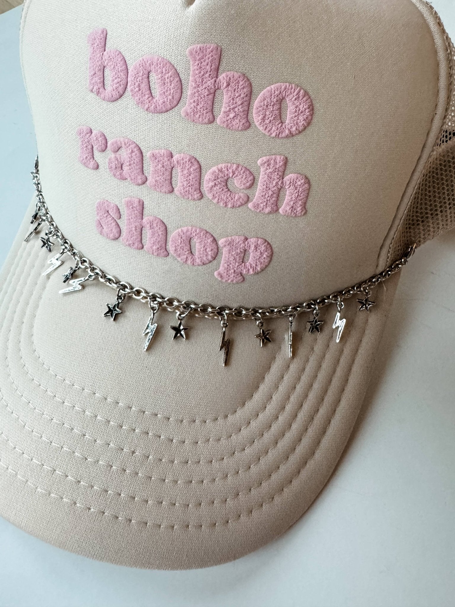 Western Trucker Hat Chain | Lightning bolt\ stars Hat Band - UnLaced Boutique