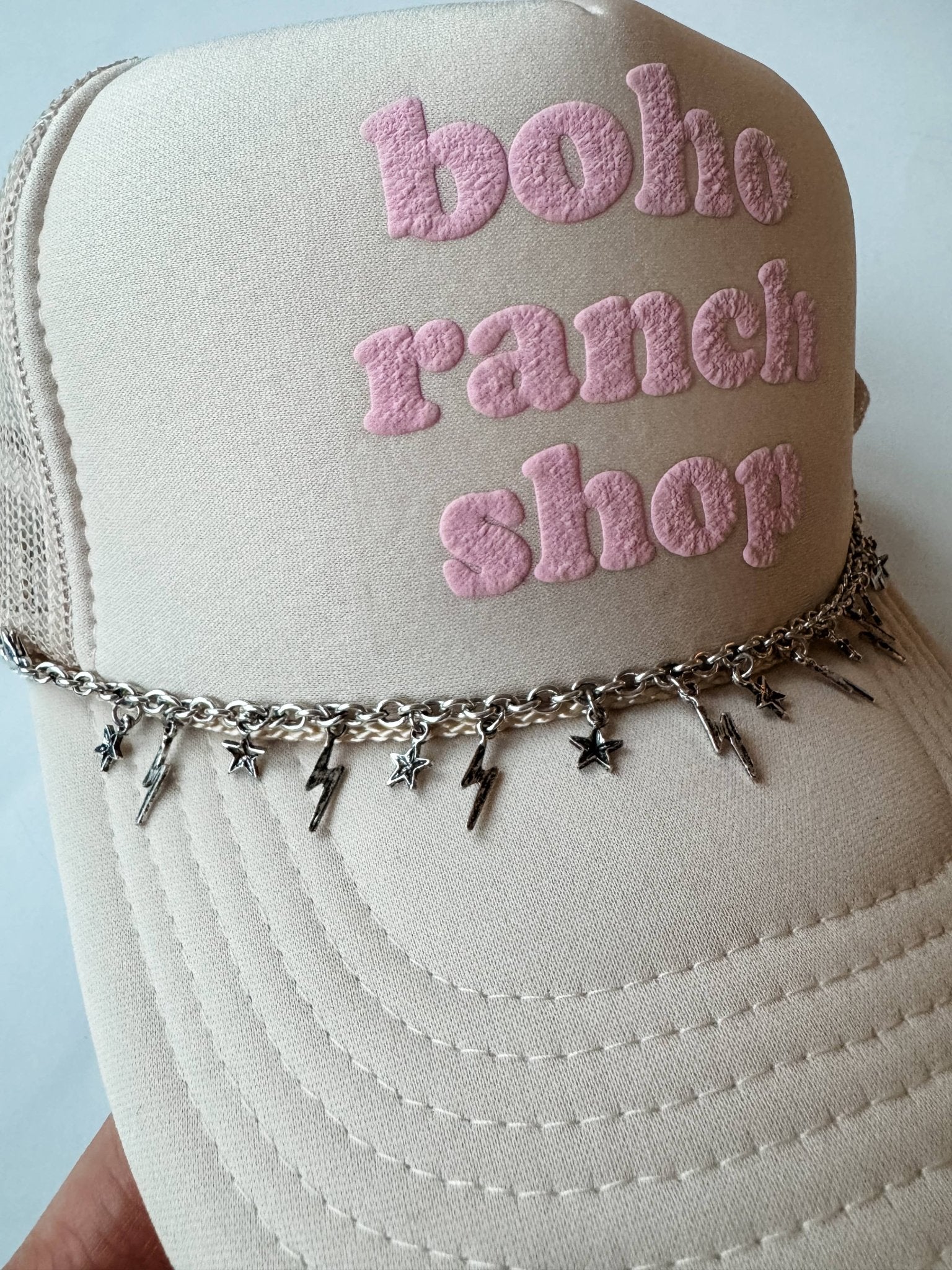 Western Trucker Hat Chain | Lightning bolt\ stars Hat Band - UnLaced Boutique