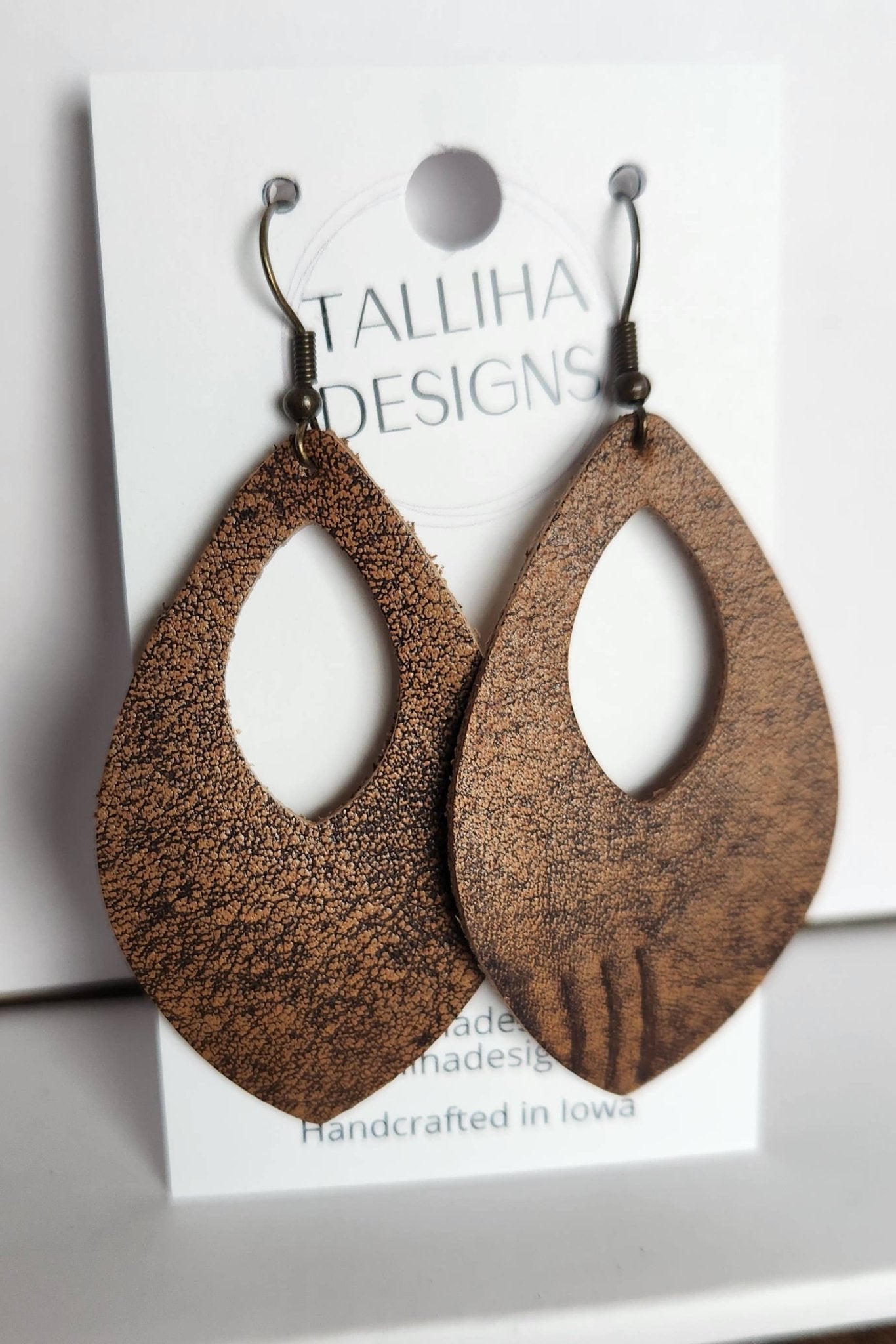 Whiskey Genuine Leather Boho Western Petal Earrings - UnLaced Boutique
