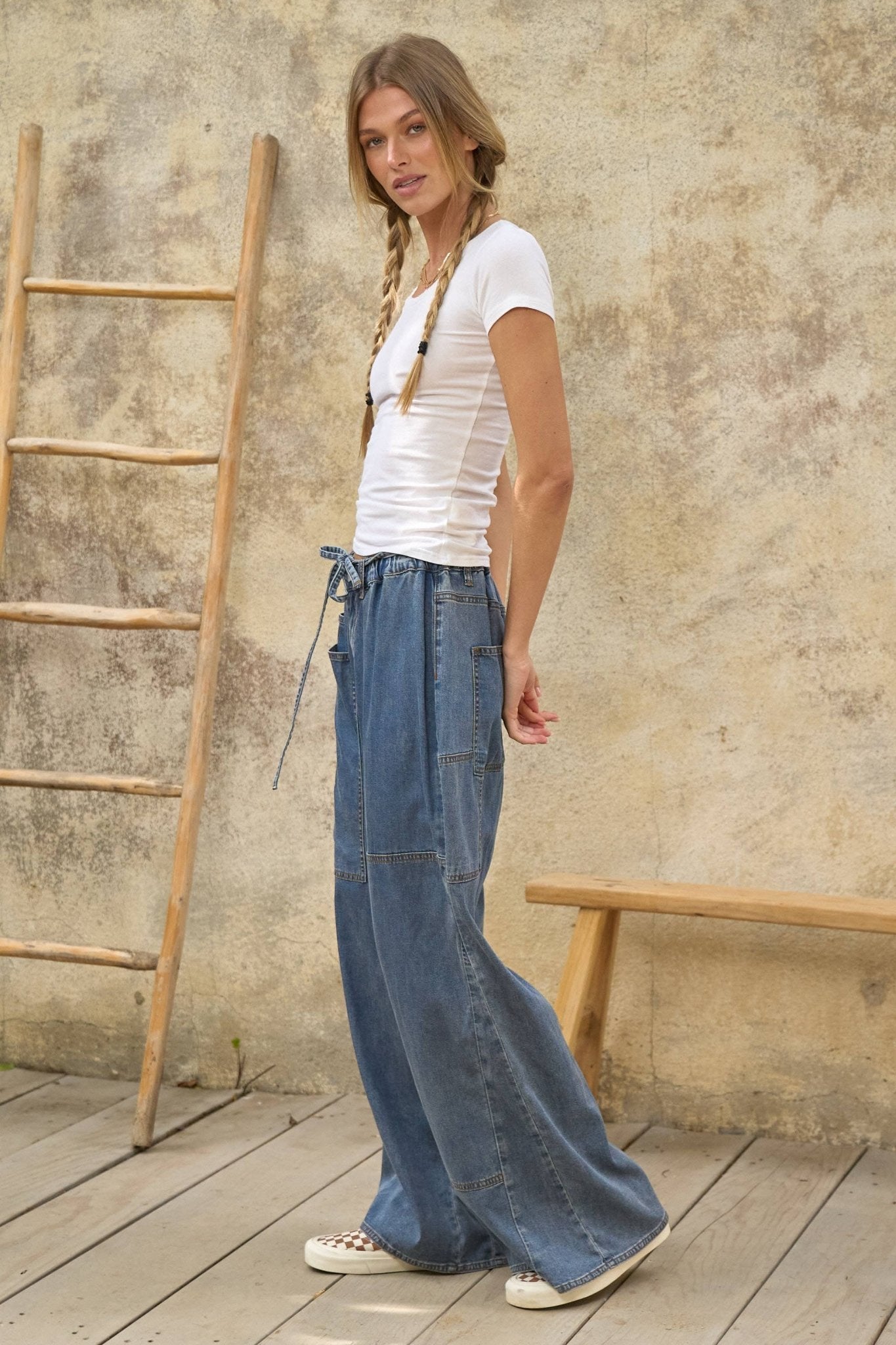 WIDE LEG LIGHTWEIGHT DENIM PANTS - UnLaced Boutique