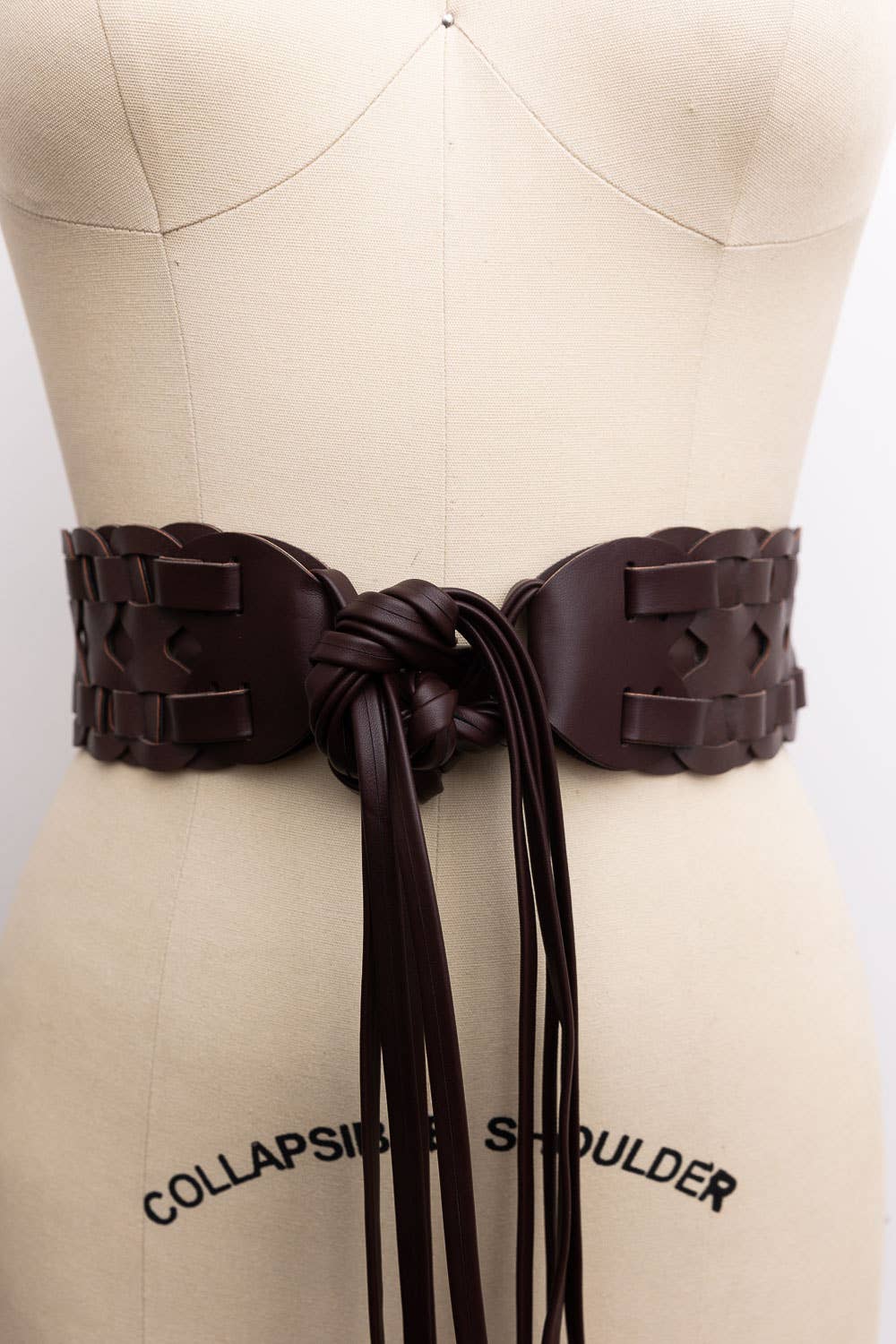 Wide Woven Leather Waist Tie Up Belt - UnLaced Boutique