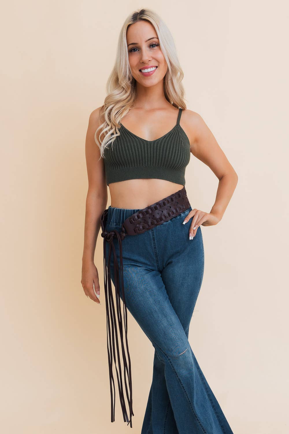 Wide Woven Leather Waist Tie Up Belt - UnLaced Boutique