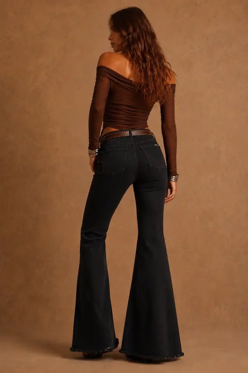 Wild West Studded Bell Bottom Jean Cowhide - UnLaced Boutique