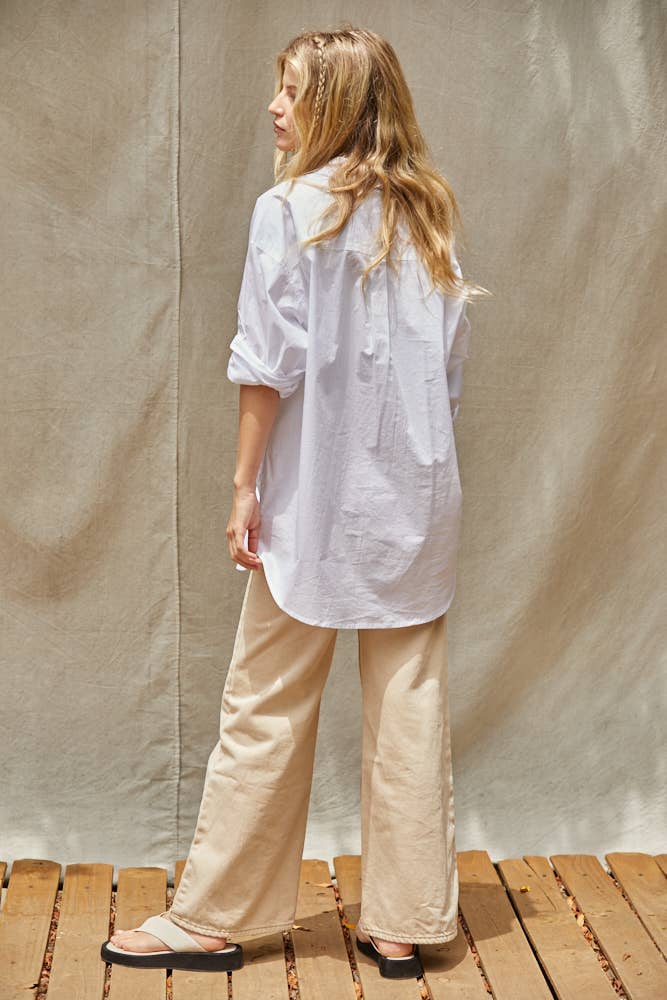 Woven Cotton Button Down Collar Neck Shirt - UnLaced Boutique