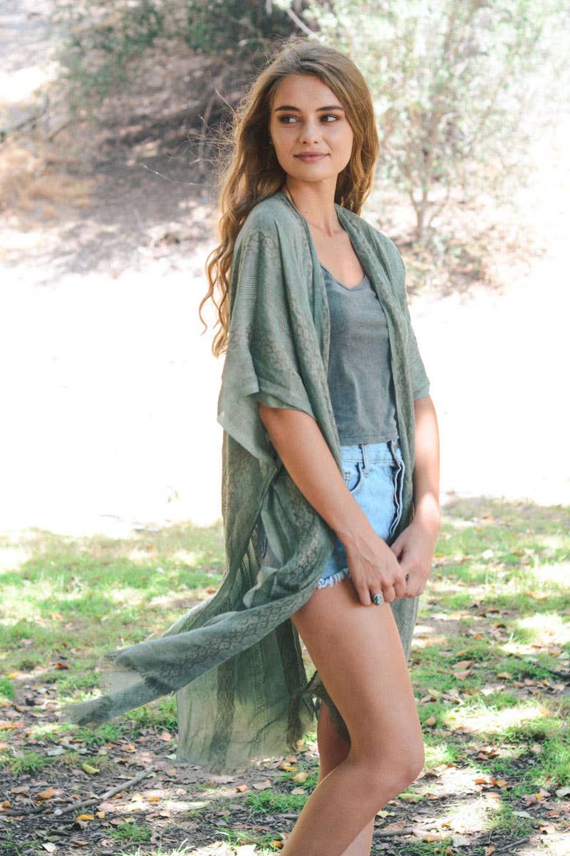Woven Longline Tribal Kimono - Colorblock Design - UnLaced Boutique