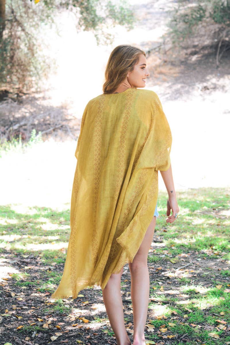 Woven Longline Tribal Kimono - Colorblock Design - UnLaced Boutique