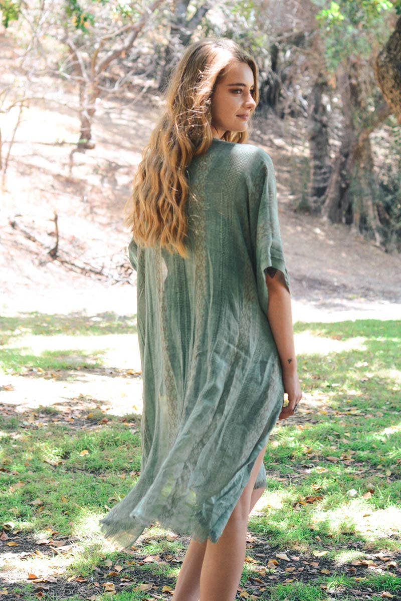 Woven Longline Tribal Kimono - Colorblock Design - UnLaced Boutique