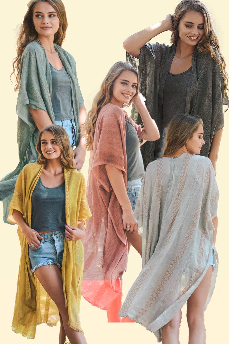 Woven Longline Tribal Kimono - Colorblock Design - UnLaced Boutique