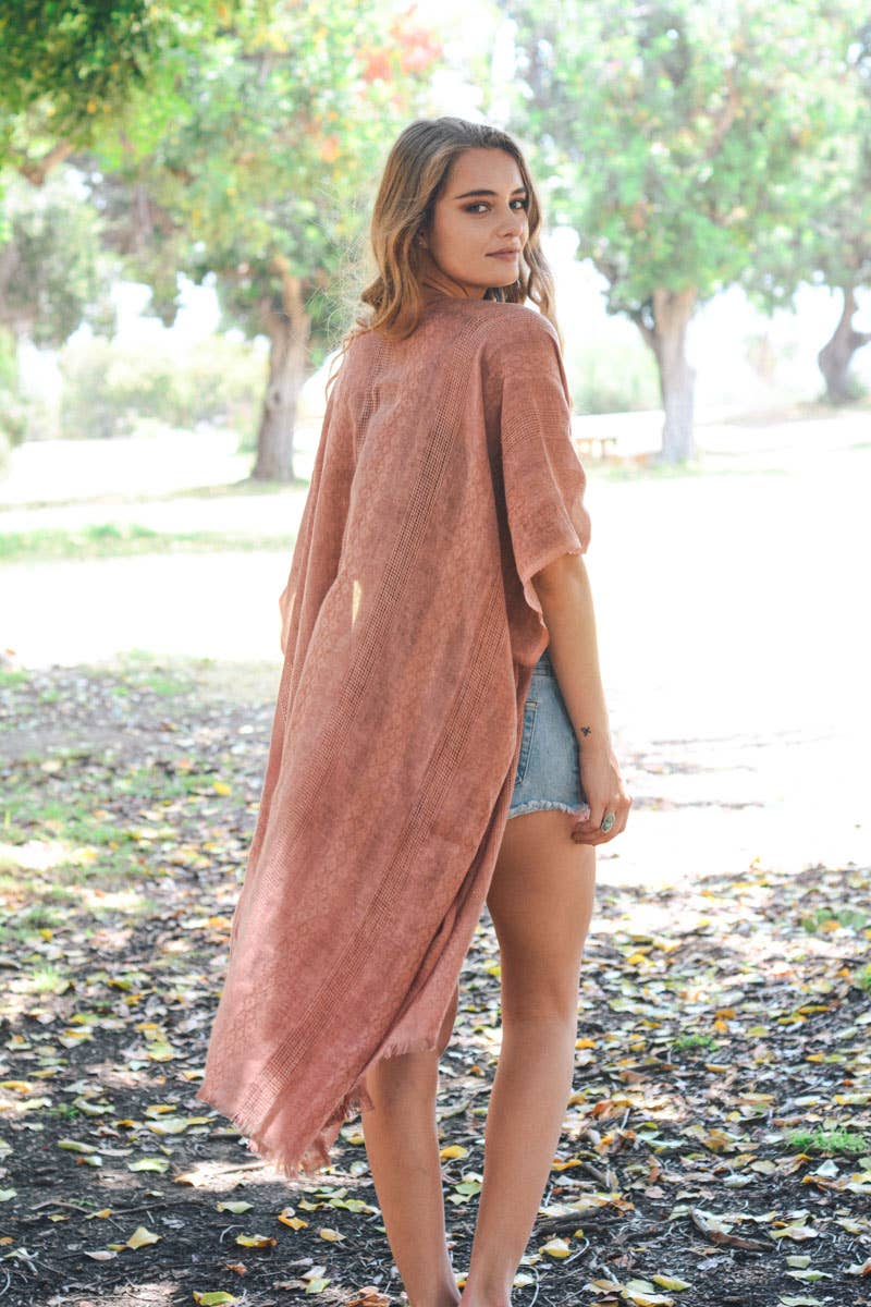 Woven Longline Tribal Kimono - Colorblock Design - UnLaced Boutique