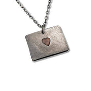 Wyoming Home State Pewter Necklace with Heart - UnLaced Boutique